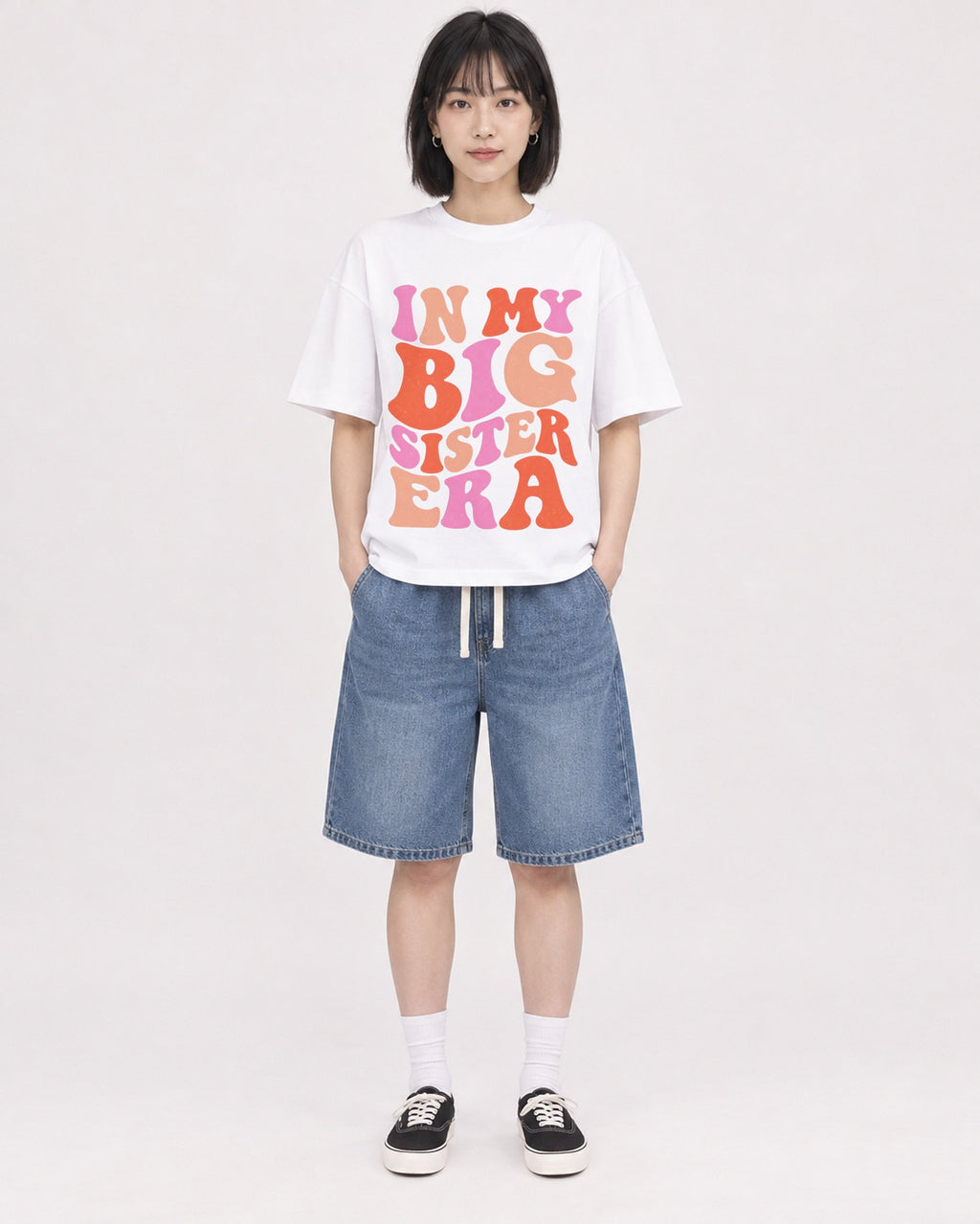 Mockup Boxy Heavyweight Tee White female full-body 11