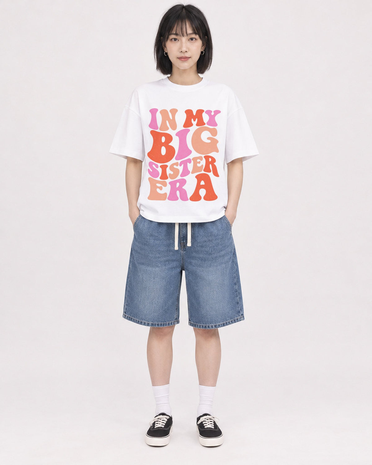 Mockup Boxy Heavyweight Tee White female full-body 11