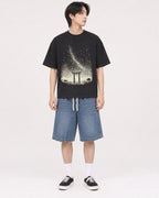 Mockup Boxy Heavyweight Tee Black male full-body 11