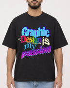 Mockup Boxy Heavyweight Tee Black male close-up 37