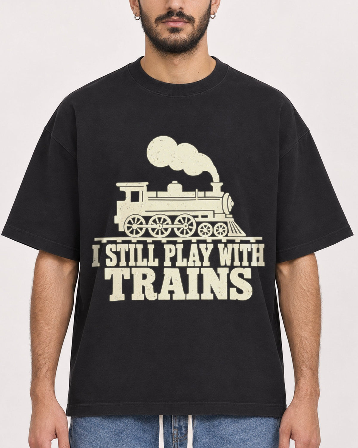 Mockup Boxy Heavyweight Tee Black male close-up 07