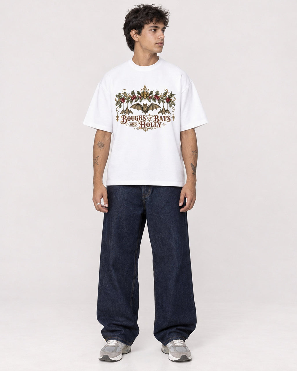 Mockup Boxy Heavyweight Tee White male full-body 06