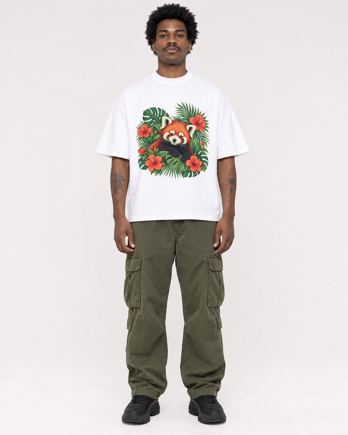 Mockup Boxy Heavyweight Tee White male full-body 24