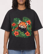 Mockup Boxy Heavyweight Tee Black female close-up 24