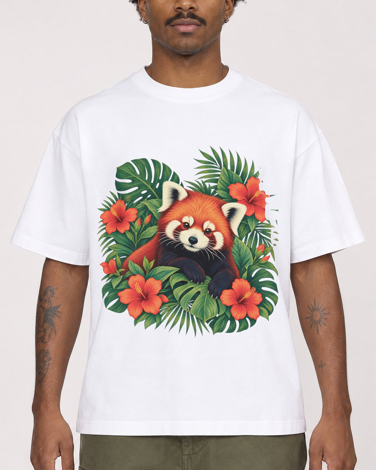 Mockup Boxy Heavyweight Tee White male close-up 24