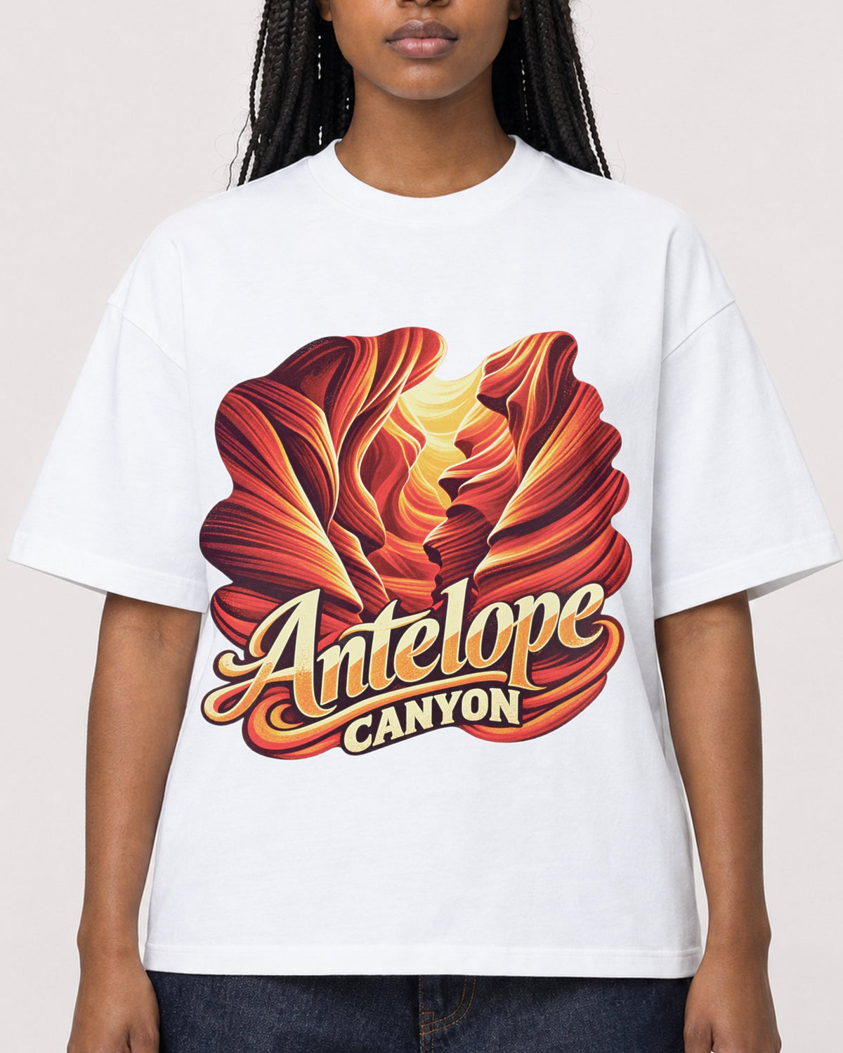 Mockup Boxy Heavyweight Tee White female close-up 04