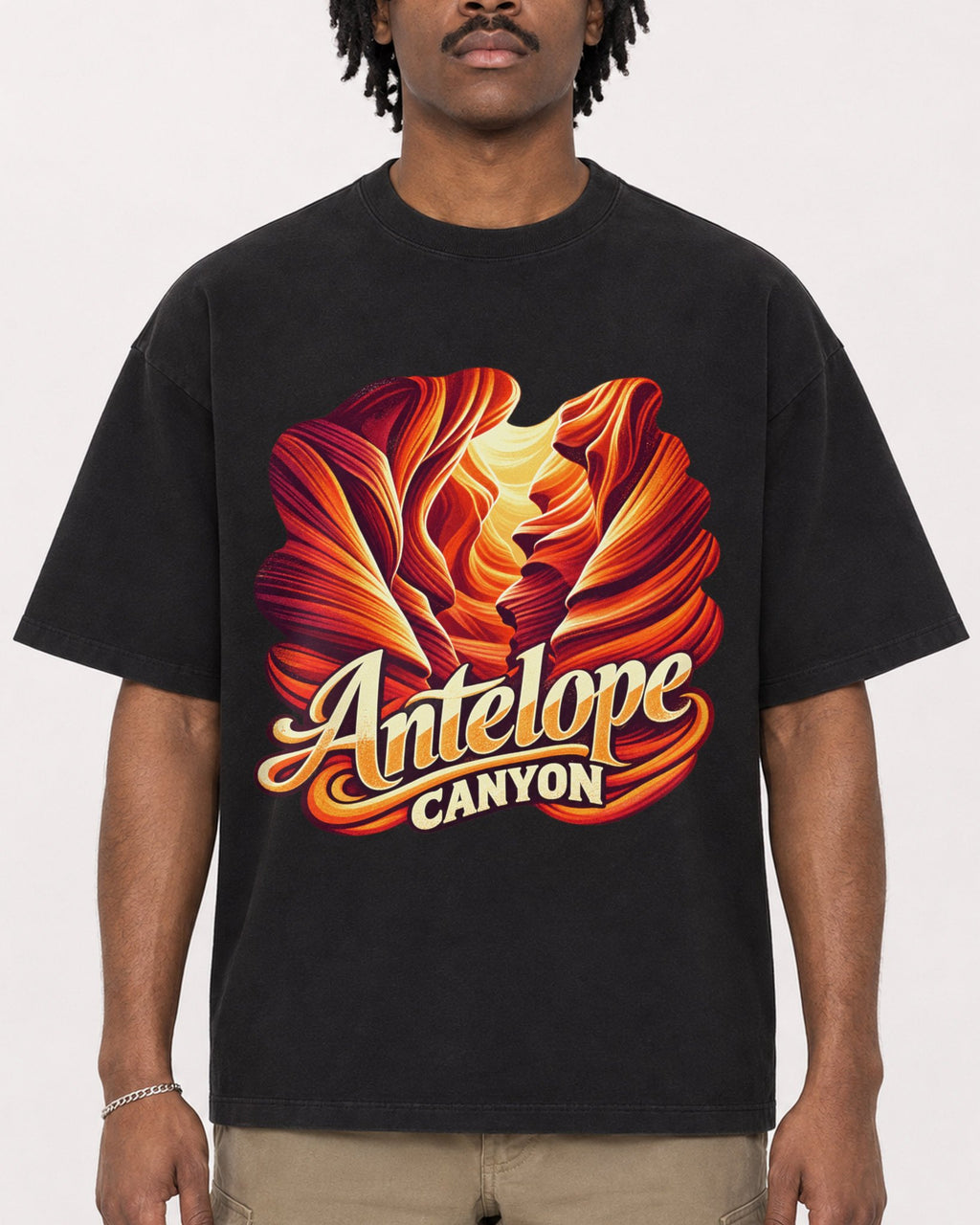 Mockup Boxy Heavyweight Tee Black male close-up 04