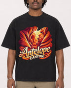 Mockup Boxy Heavyweight Tee Black male close-up 04