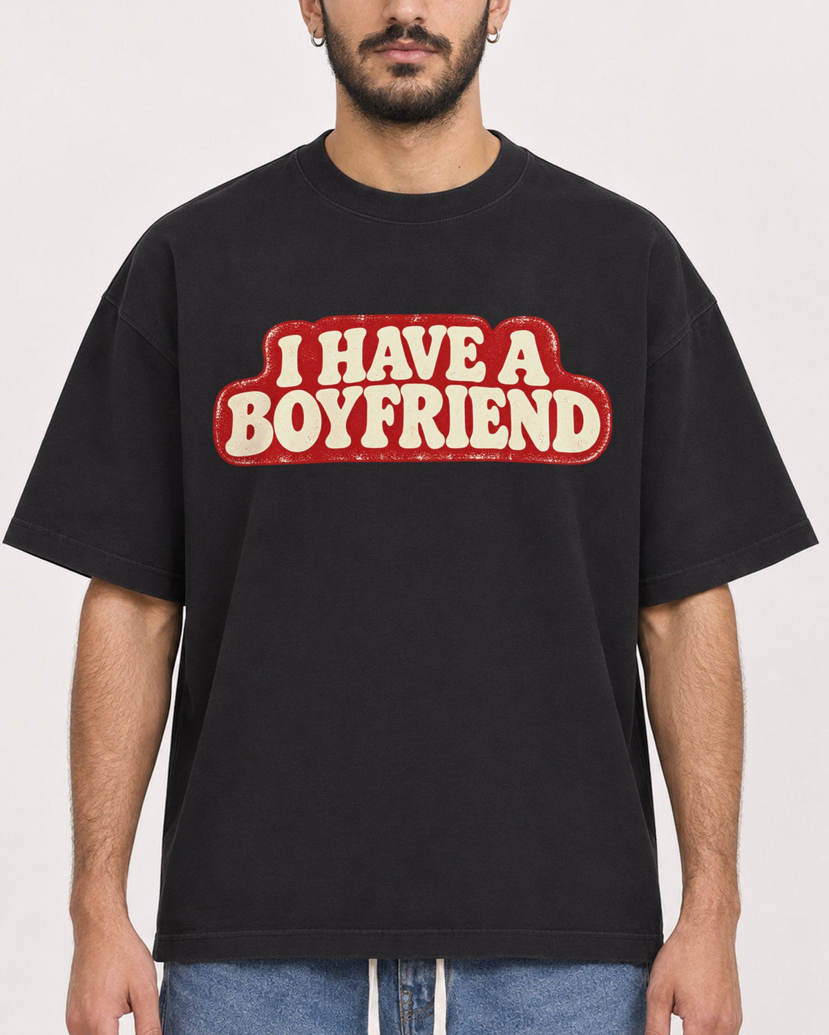 Mockup Boxy Heavyweight Tee Black male close-up 07