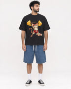 Mockup Boxy Heavyweight Tee Black male full-body 07