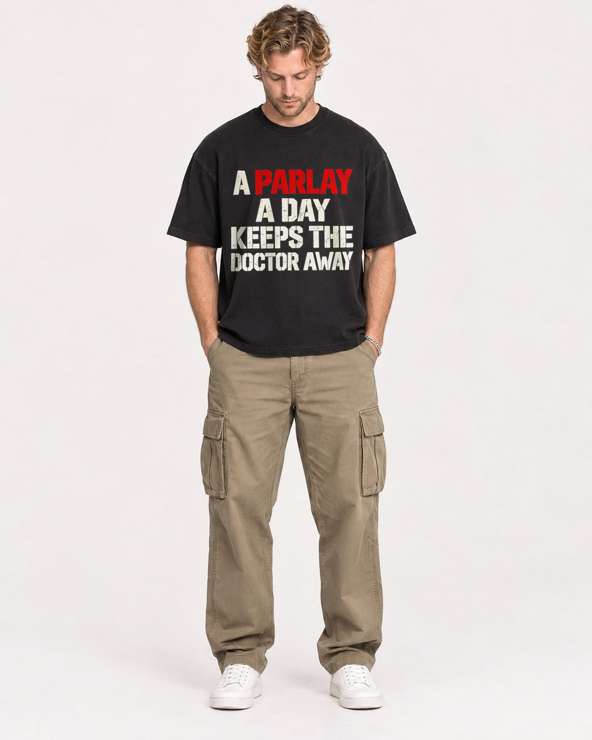 Mockup Boxy Heavyweight Tee Black male full-body 28