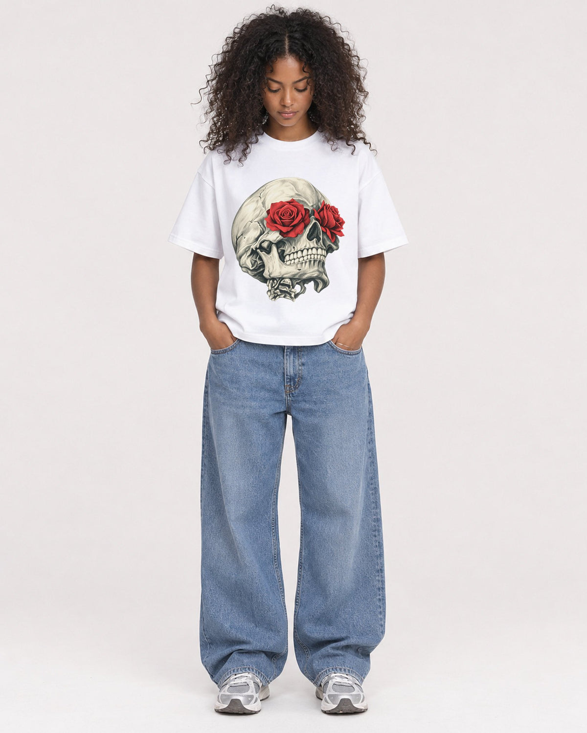 Mockup Boxy Heavyweight Tee White female full-body 05