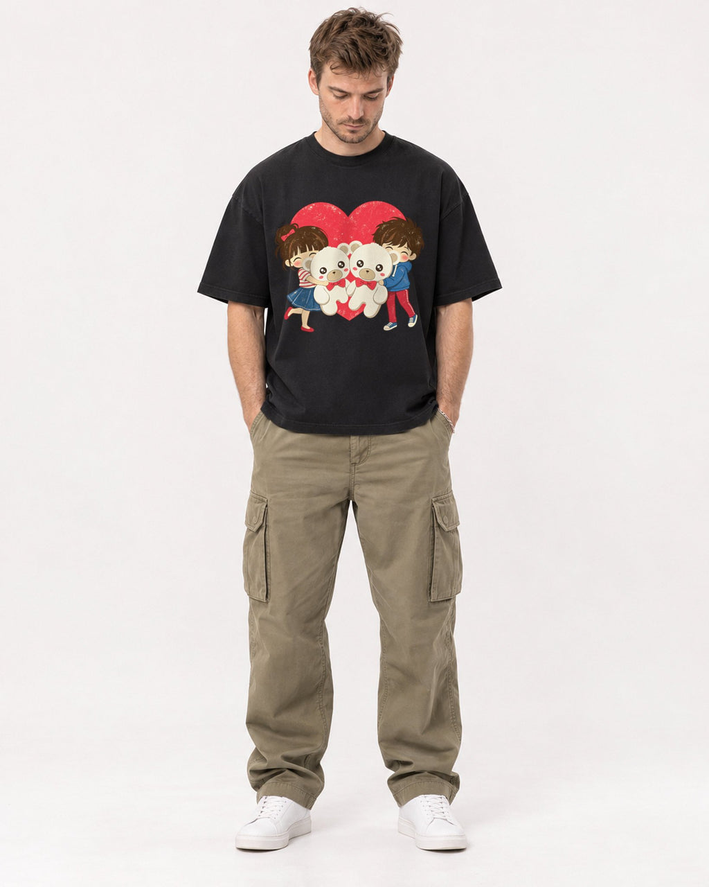 Mockup Boxy Heavyweight Tee Black male full-body 08