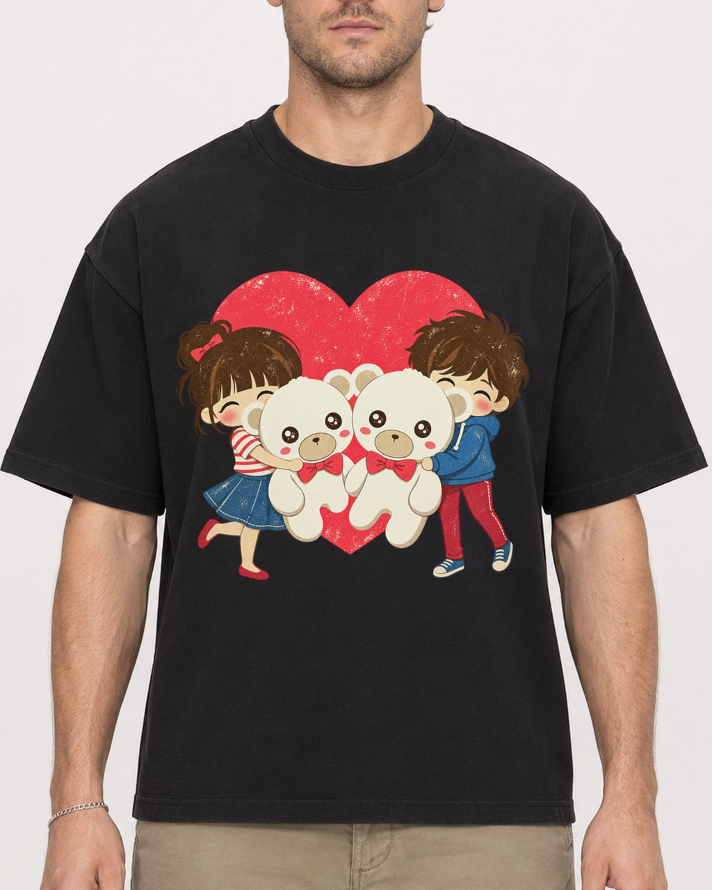 Mockup Boxy Heavyweight Tee Black male close-up 08