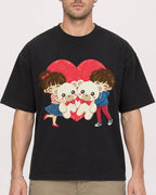 Mockup Boxy Heavyweight Tee Black male close-up 08