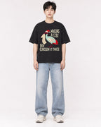 Mockup Boxy Heavyweight Tee Black male full-body 01