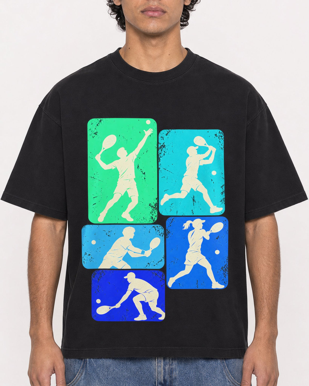 Mockup Boxy Heavyweight Tee Black male close-up 26