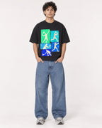 Mockup Boxy Heavyweight Tee Black male full-body 26