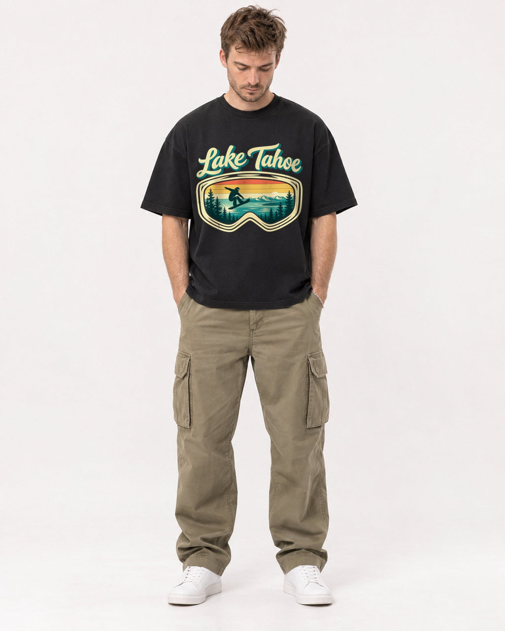 Mockup Boxy Heavyweight Tee Black male full-body 08