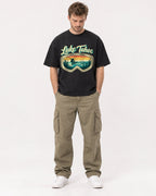 Mockup Boxy Heavyweight Tee Black male full-body 08