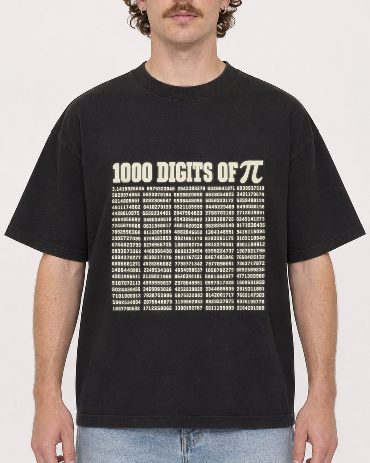 Mockup Boxy Heavyweight Tee Black male close-up 09