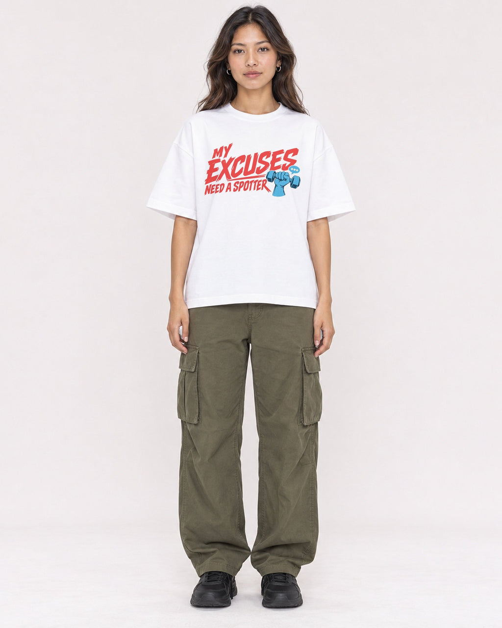 Mockup Boxy Heavyweight Tee White female full-body 02