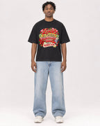 Mockup Boxy Heavyweight Tee Black male full-body 05
