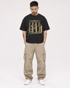 Mockup Boxy Heavyweight Tee Black male full-body 12