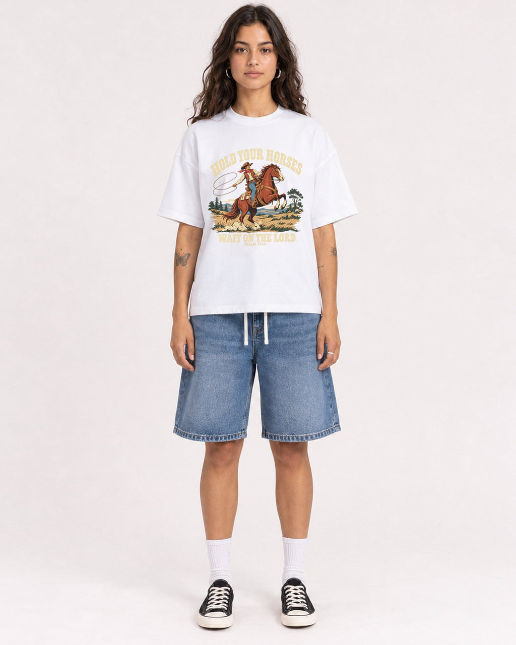 Mockup Boxy Heavyweight Tee White female full-body 06