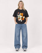 Mockup Boxy Heavyweight Tee Black female full-body 08