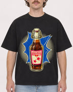 Mockup Boxy Heavyweight Tee Black male close-up 09