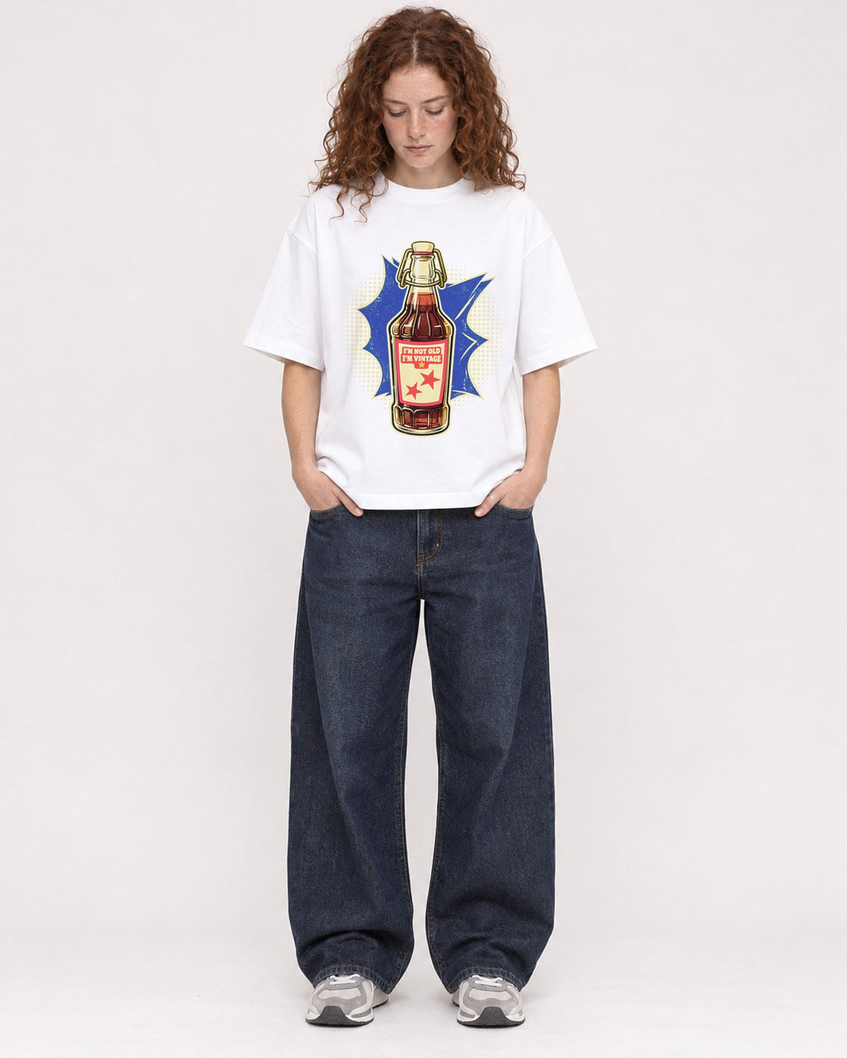 Mockup Boxy Heavyweight Tee White female full-body 09