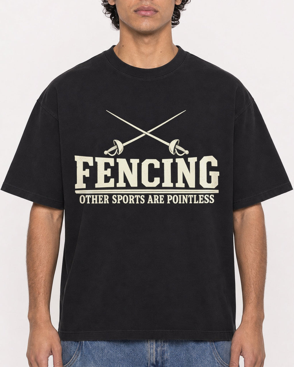 Mockup Boxy Heavyweight Tee Black male close-up 26