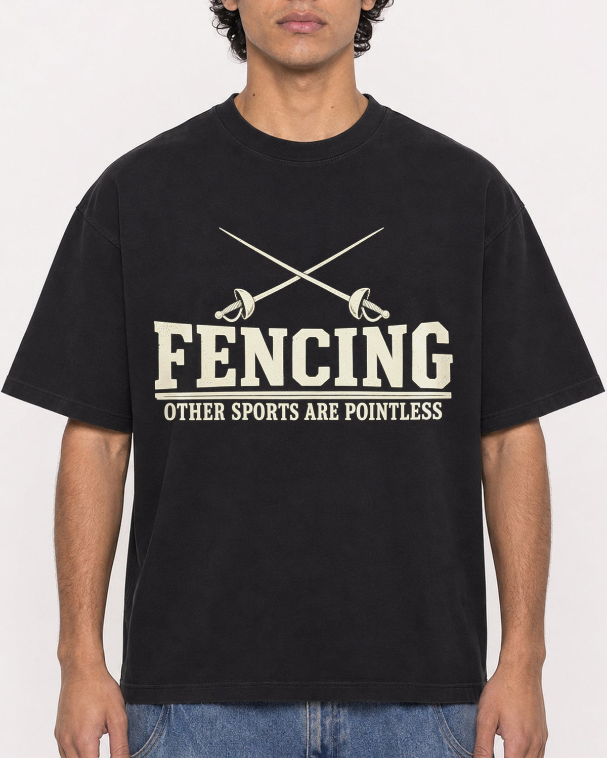 Mockup Boxy Heavyweight Tee Black male close-up 26