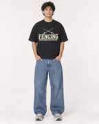Mockup Boxy Heavyweight Tee Black male full-body 26