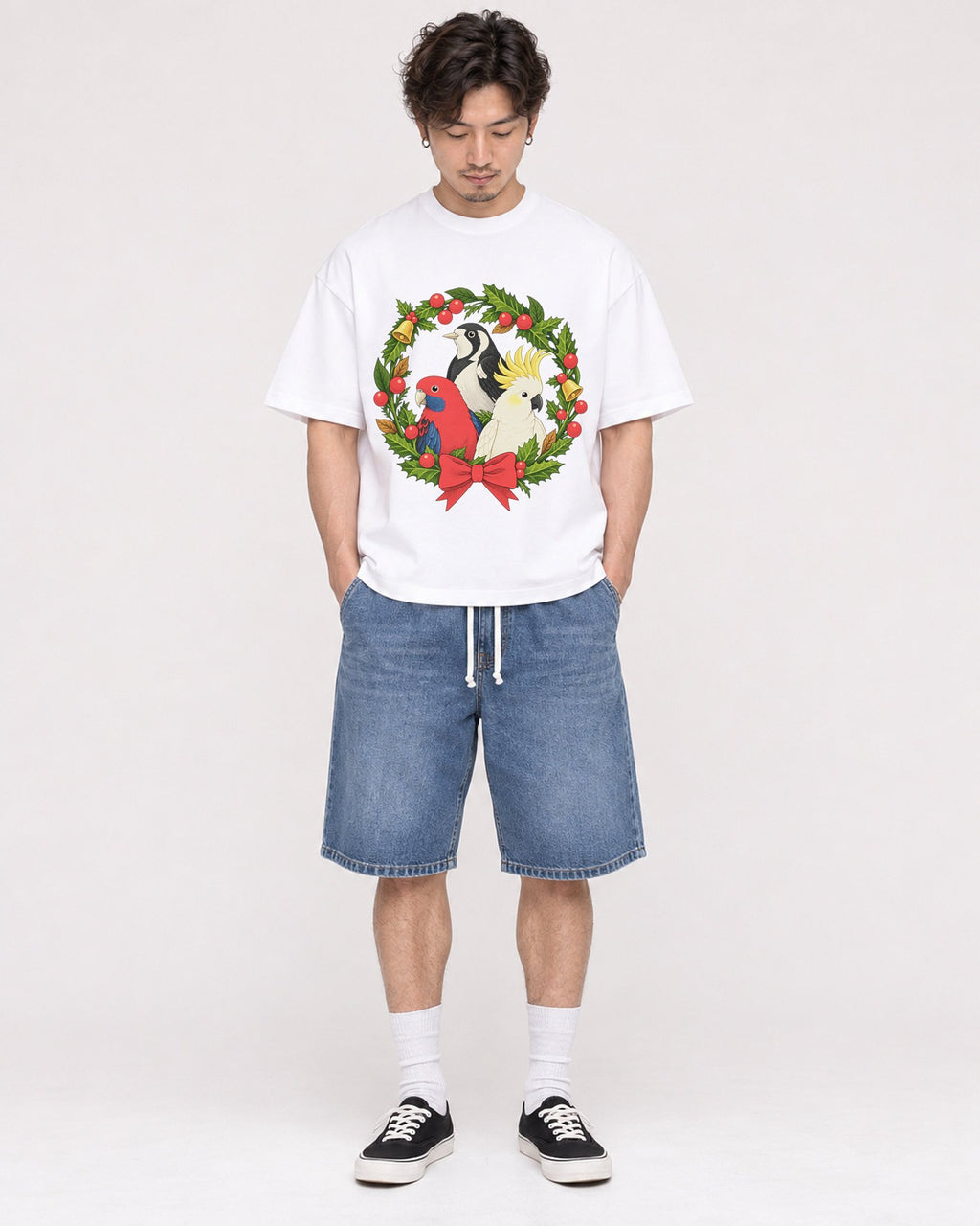Mockup Boxy Heavyweight Tee White male full-body 03