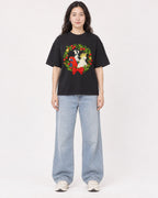 Mockup Boxy Heavyweight Tee Black female full-body 03