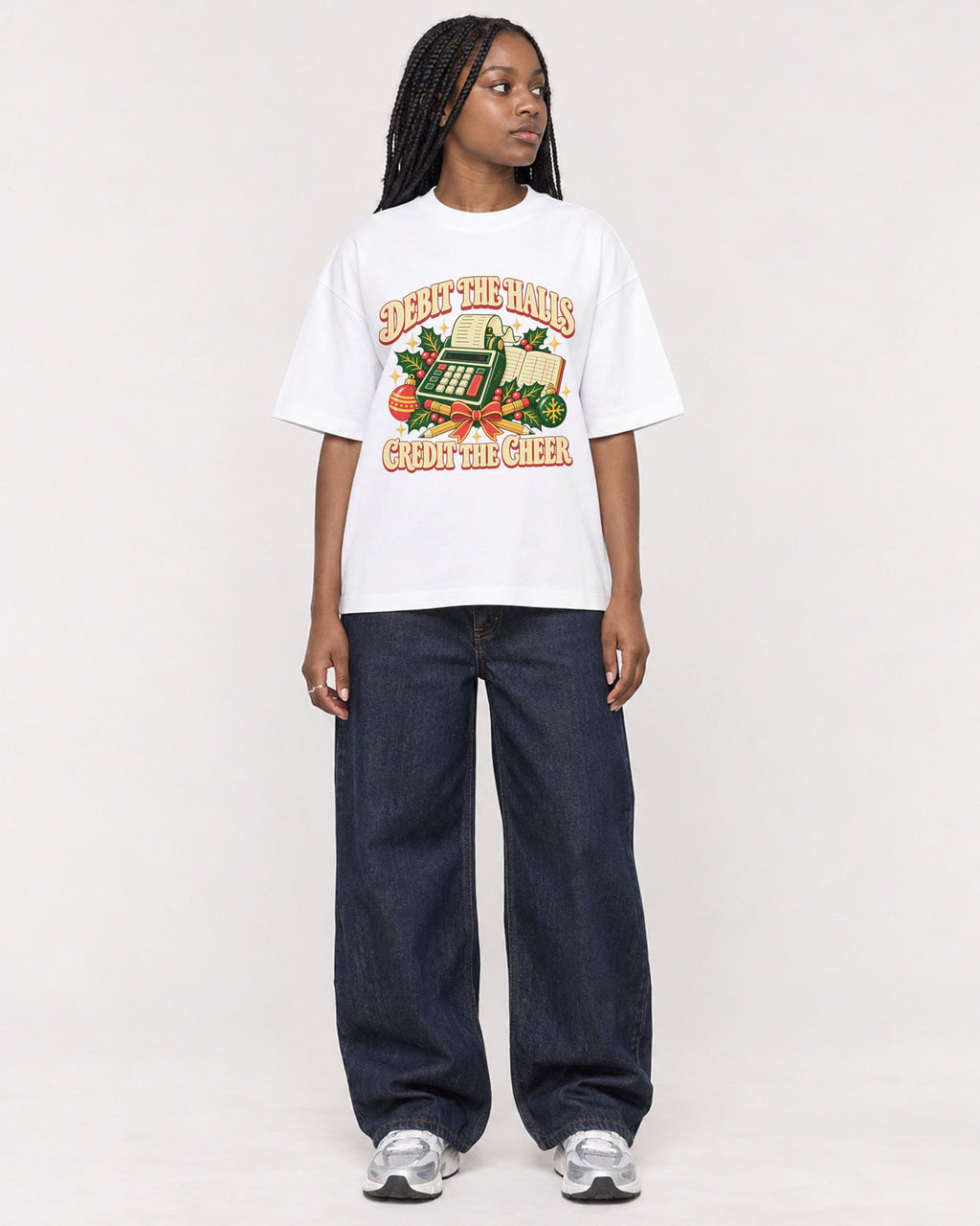 Mockup Boxy Heavyweight Tee White female full-body 04