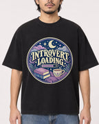 Mockup Boxy Heavyweight Tee Black male close-up 22