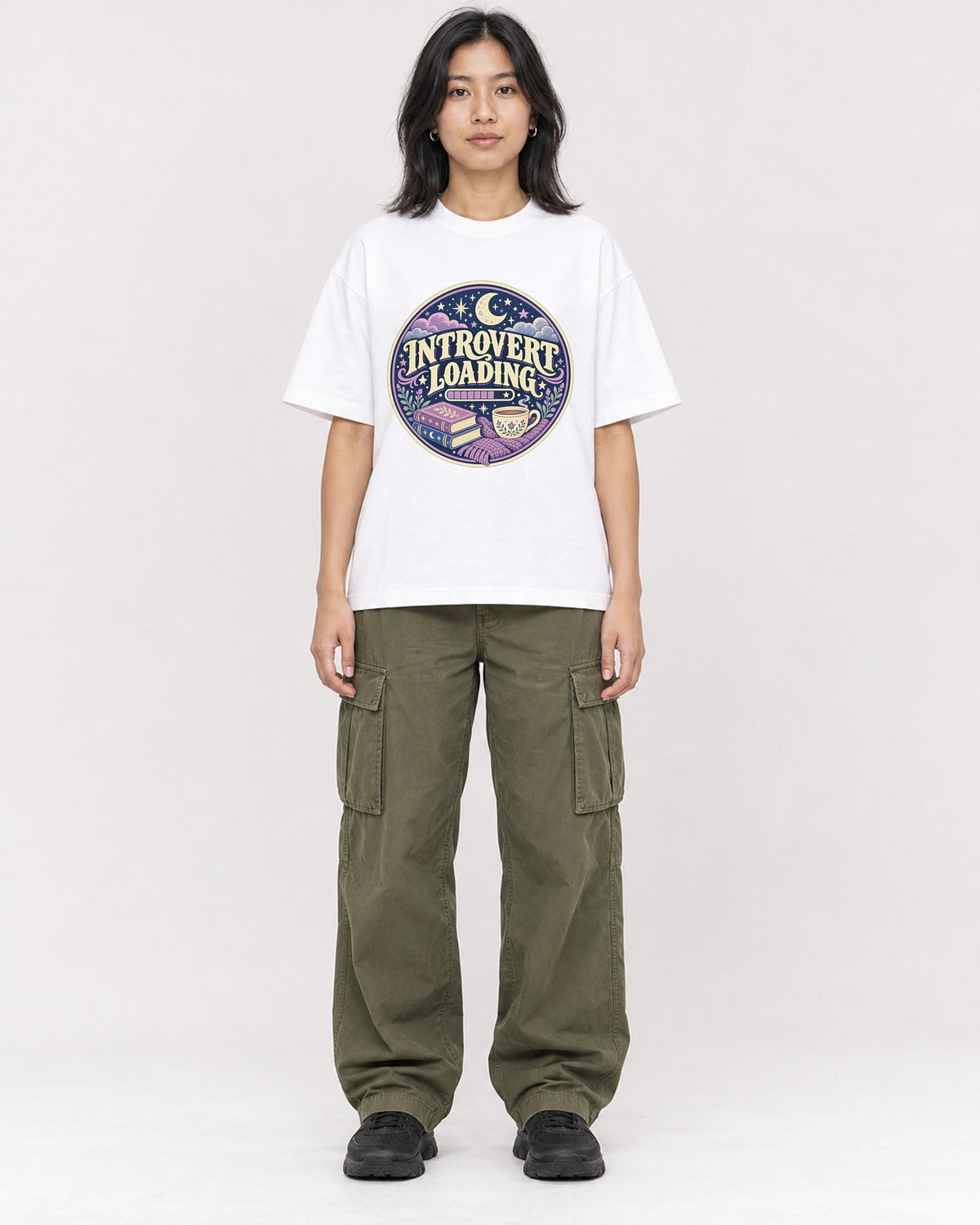 Mockup Boxy Heavyweight Tee White female full-body 22
