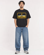 Mockup Boxy Heavyweight Tee Black male full-body 02