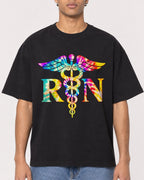 Mockup Boxy Heavyweight Tee Black male close-up 10
