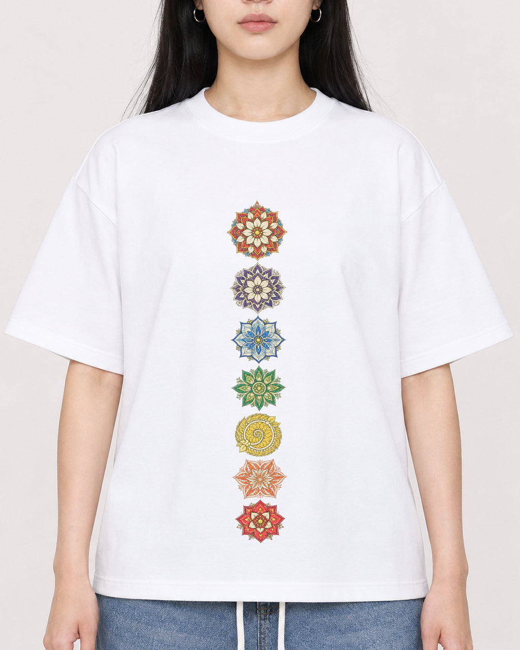 Mockup Boxy Heavyweight Tee White female close-up 01
