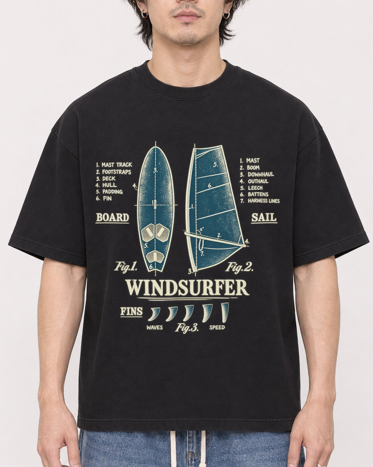 Mockup Boxy Heavyweight Tee Black male close-up 03