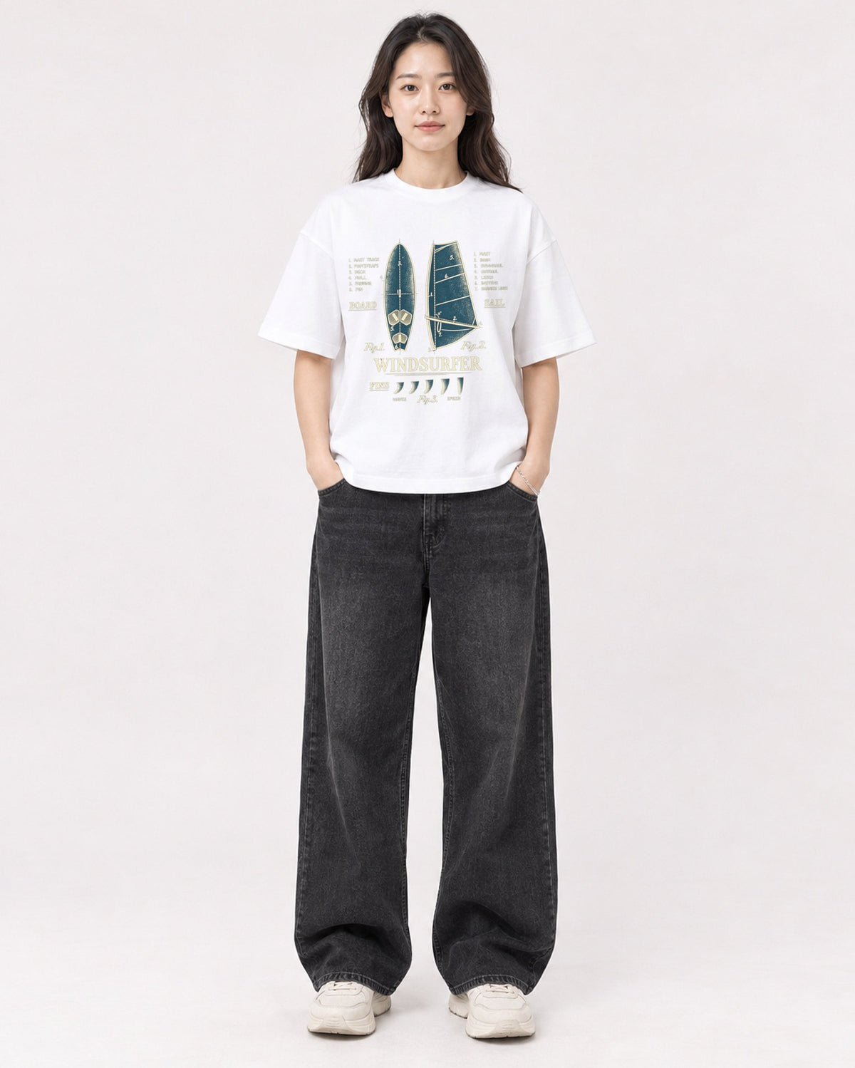 Mockup Boxy Heavyweight Tee White female full-body 03