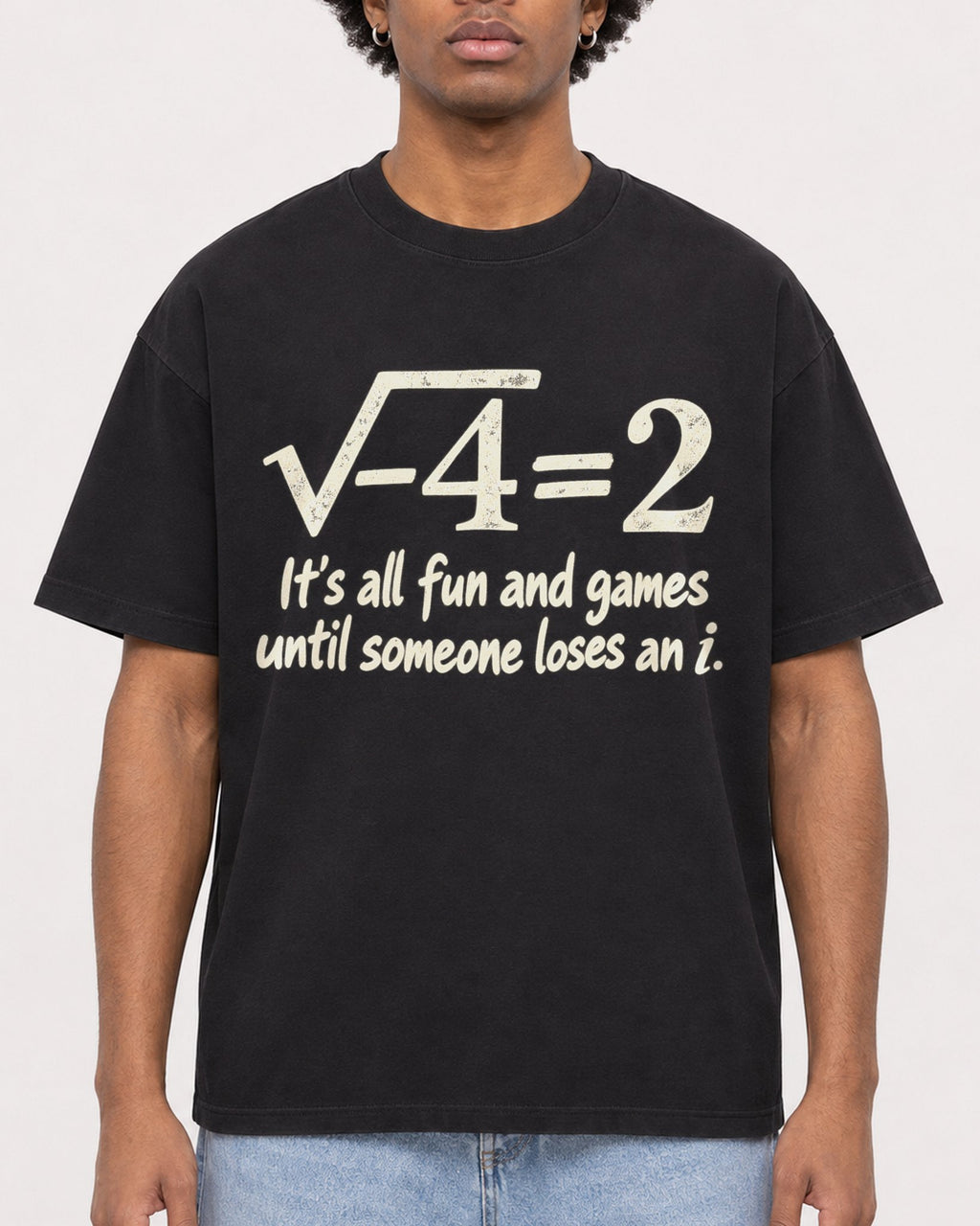 Mockup Boxy Heavyweight Tee Black male close-up 45