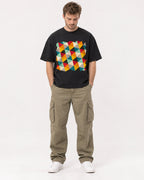 Mockup Boxy Heavyweight Tee Black male full-body 08