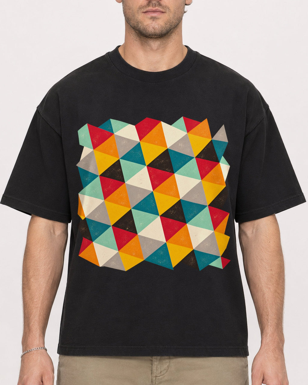 Mockup Boxy Heavyweight Tee Black male close-up 08