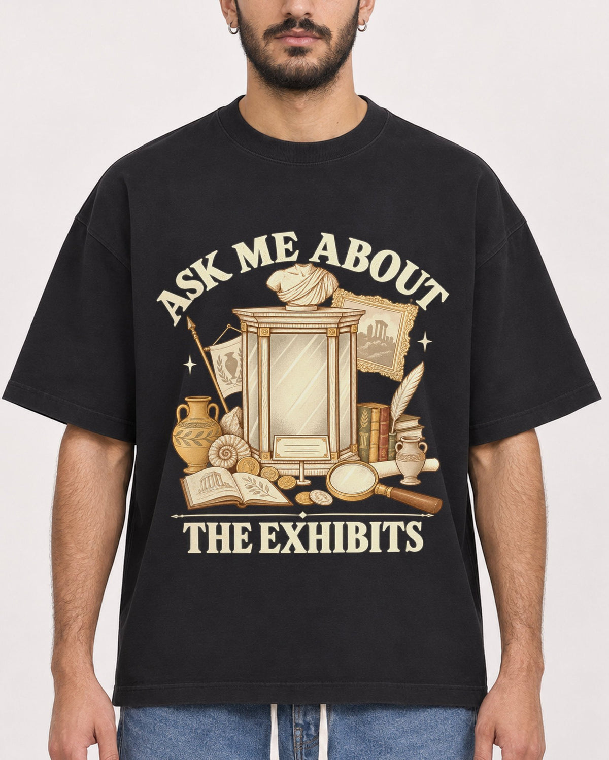 Mockup Boxy Heavyweight Tee Black male close-up 07