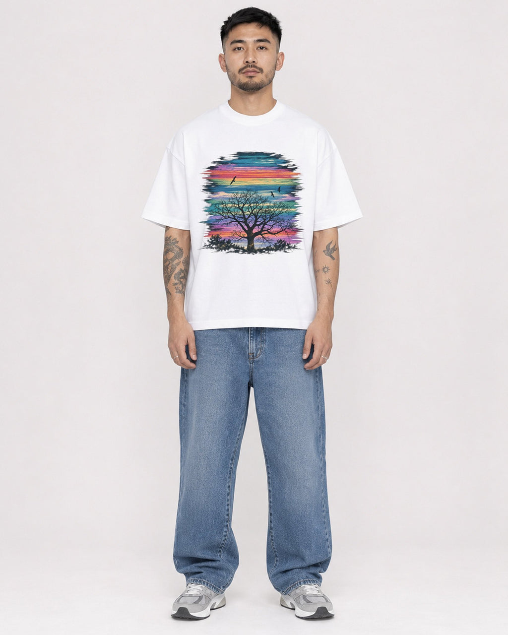 Mockup Boxy Heavyweight Tee White male full-body 12